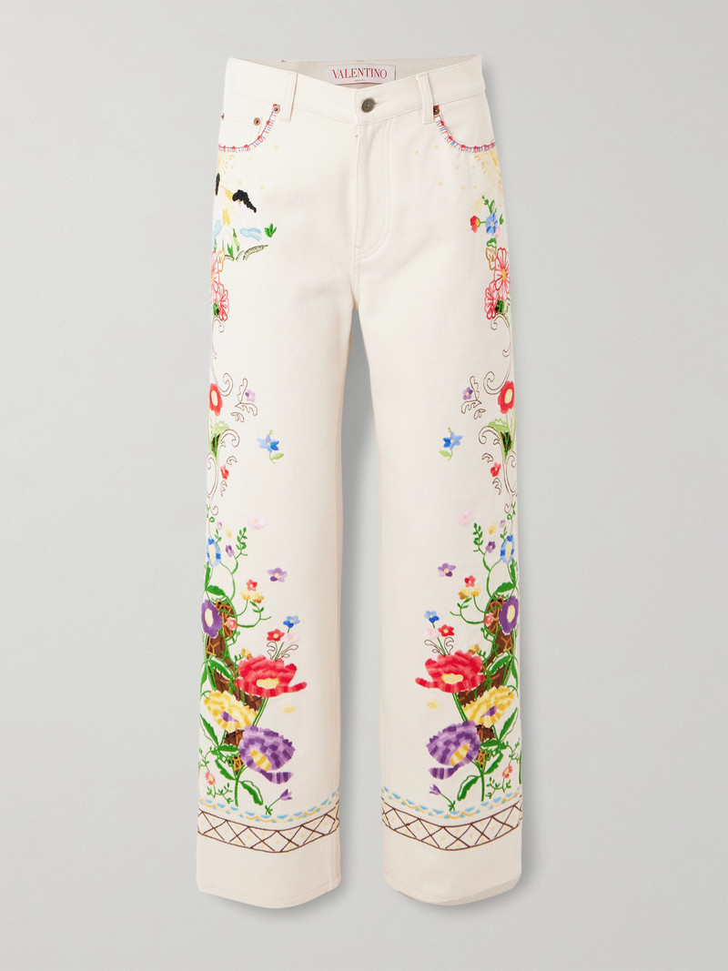 Embroidered High-rise Straight-leg Jeans 1