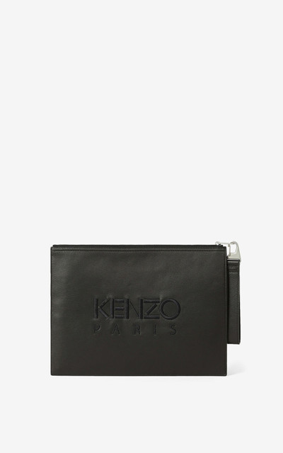 KENZO Kampus Tiger large grained leather clutch outlook