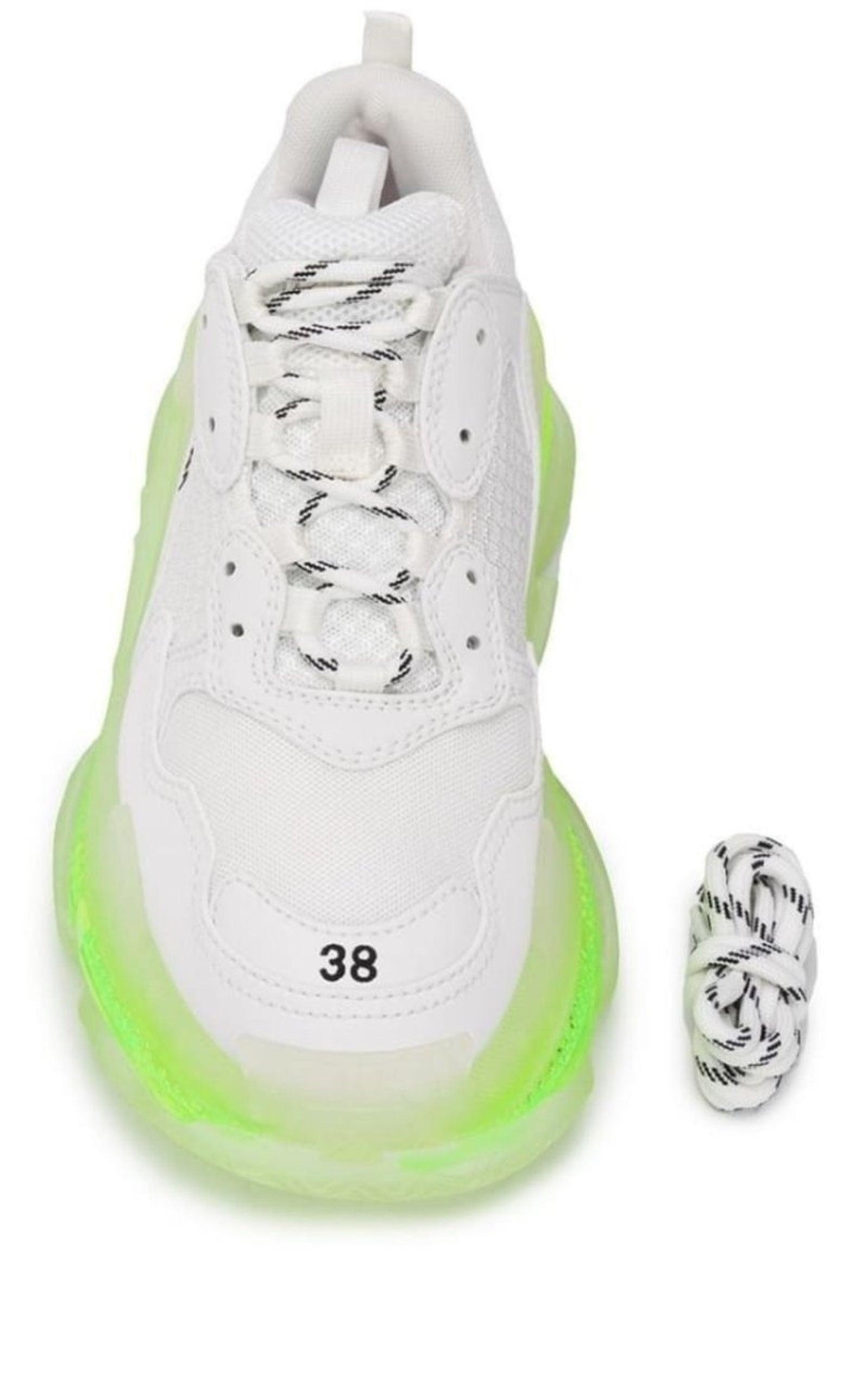 White Triple S Leather and Mesh Sneakers - 5