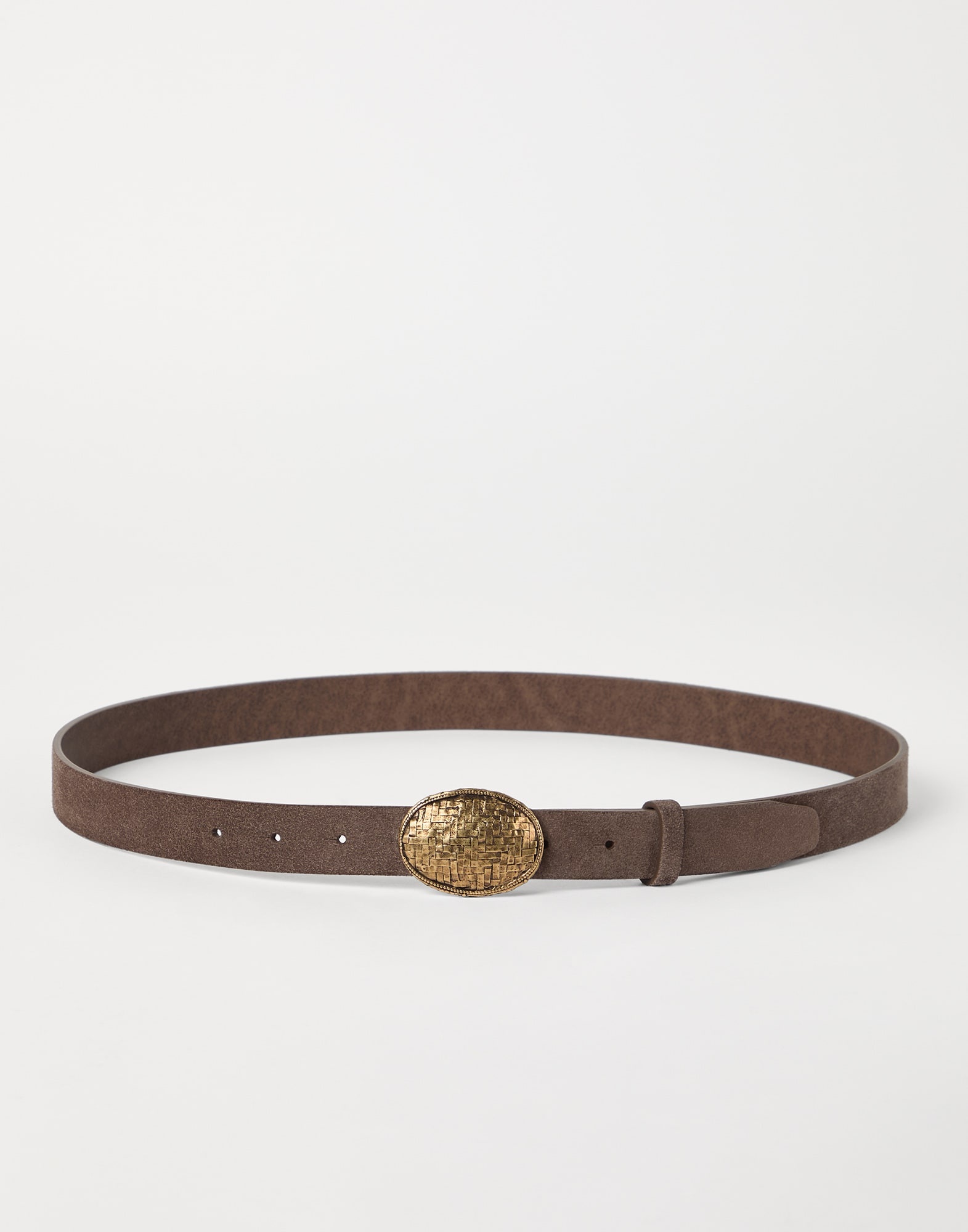 Reversed leather belt with decorative buckle - 1