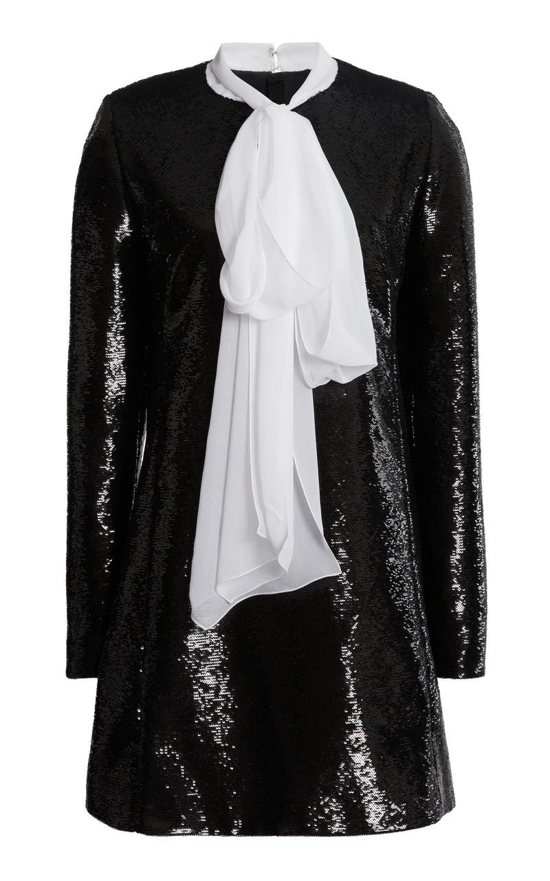 Scarf-Detailed Sequined Mini Dress black 1