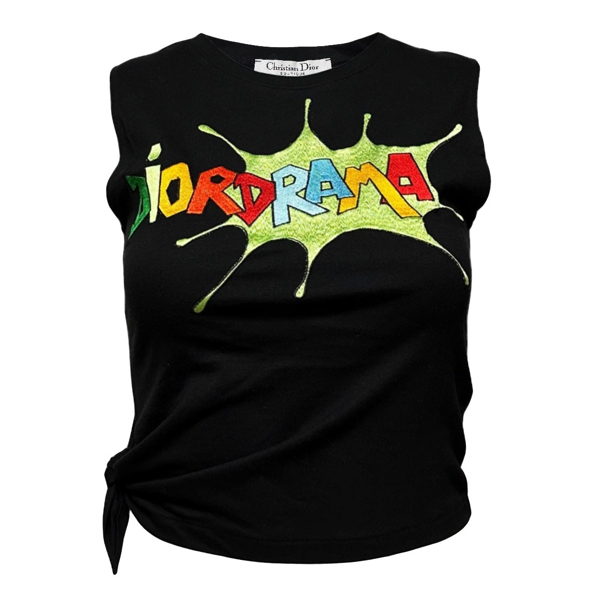 CHRISTIAN DIOR "DIORDRAMA" Cartoon Print Tie Crop Top - 1