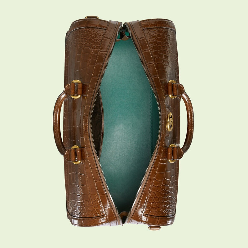 Crocodile duffle bag with Double G 7