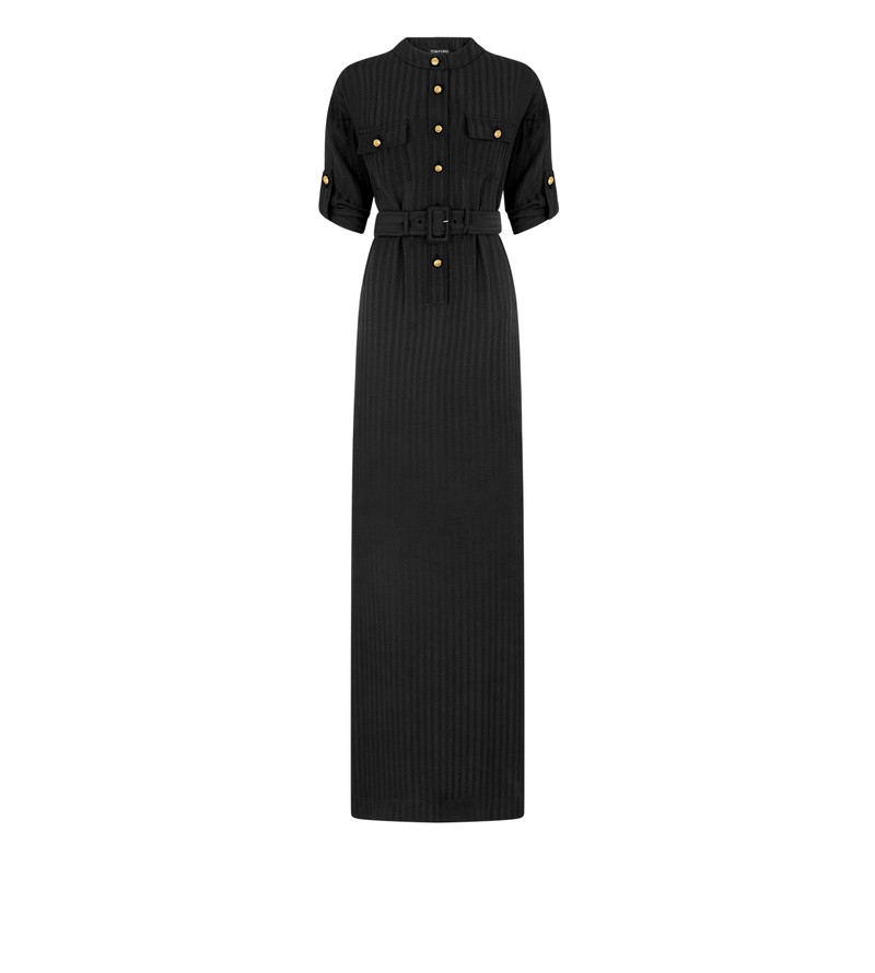 STRIPED WHITNEY FLUID SILK LONG SHIRT DRESS 1