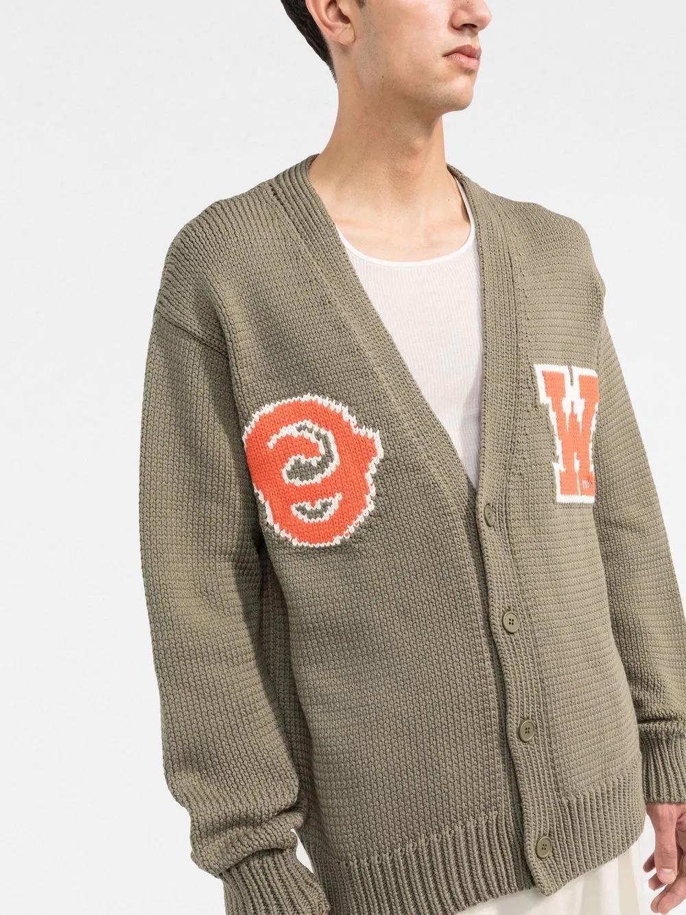 OW patch knitted V-neck cardigan - 3