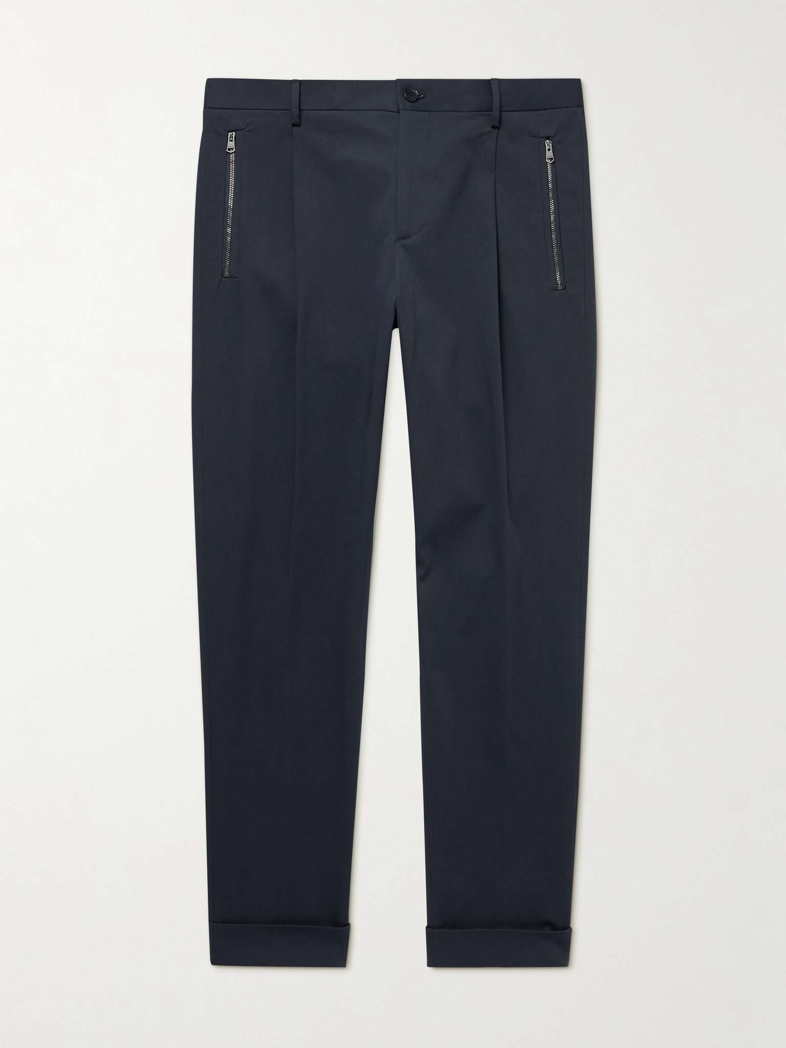 Slim-Fit Tapered Stretch-Cotton Twill Trousers - 1