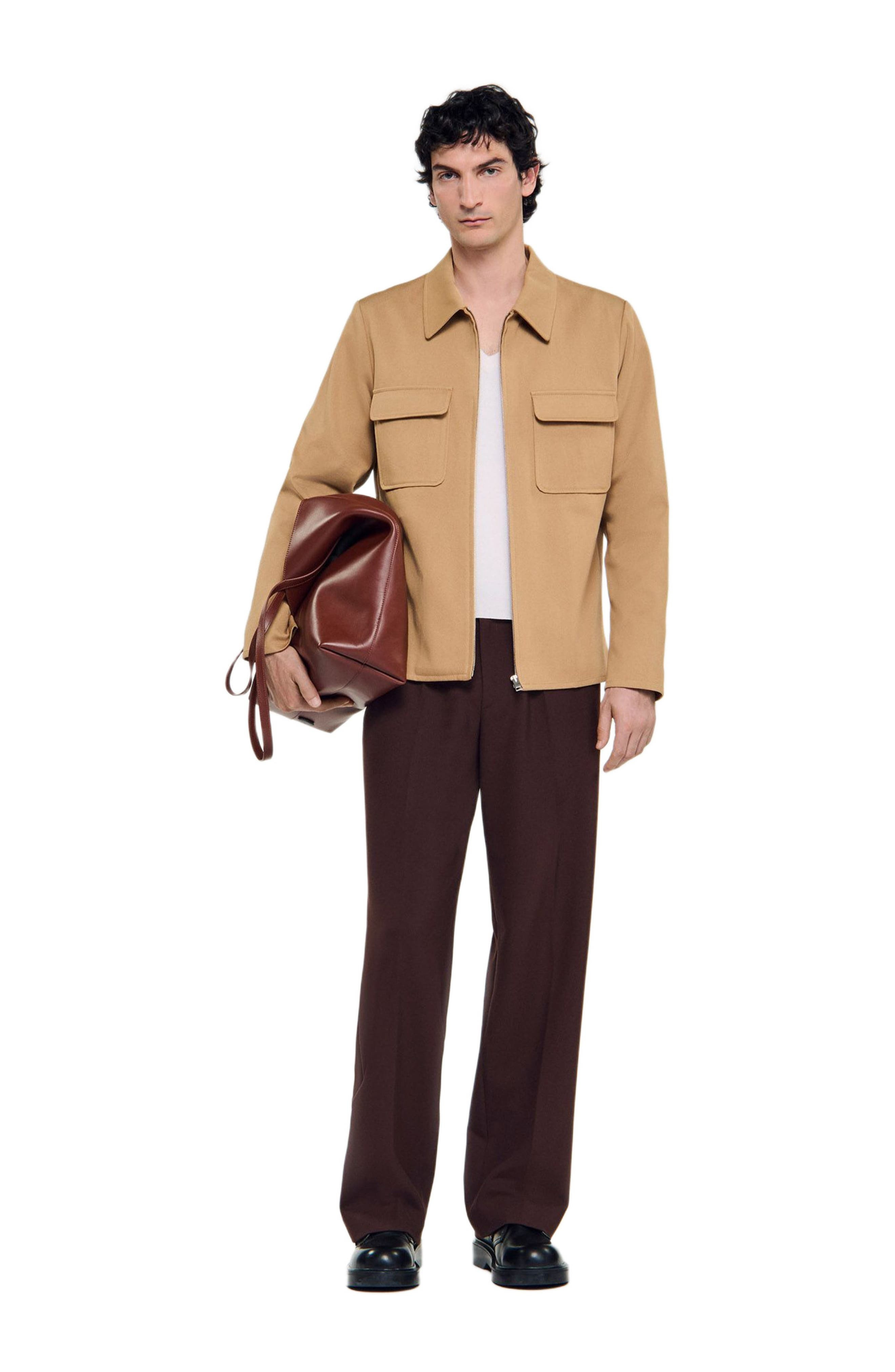 SANDRO Zip-up pocket jacket in Camel at Nordstrom - 6