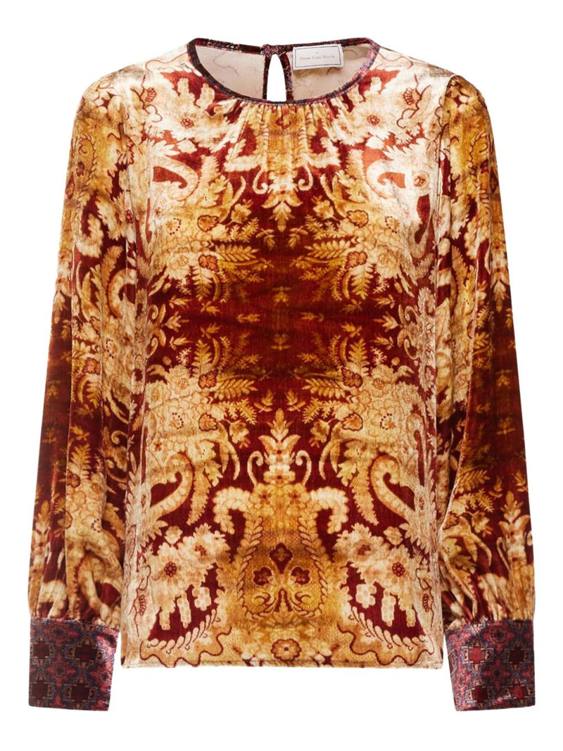 damask-print velvet shirt 1