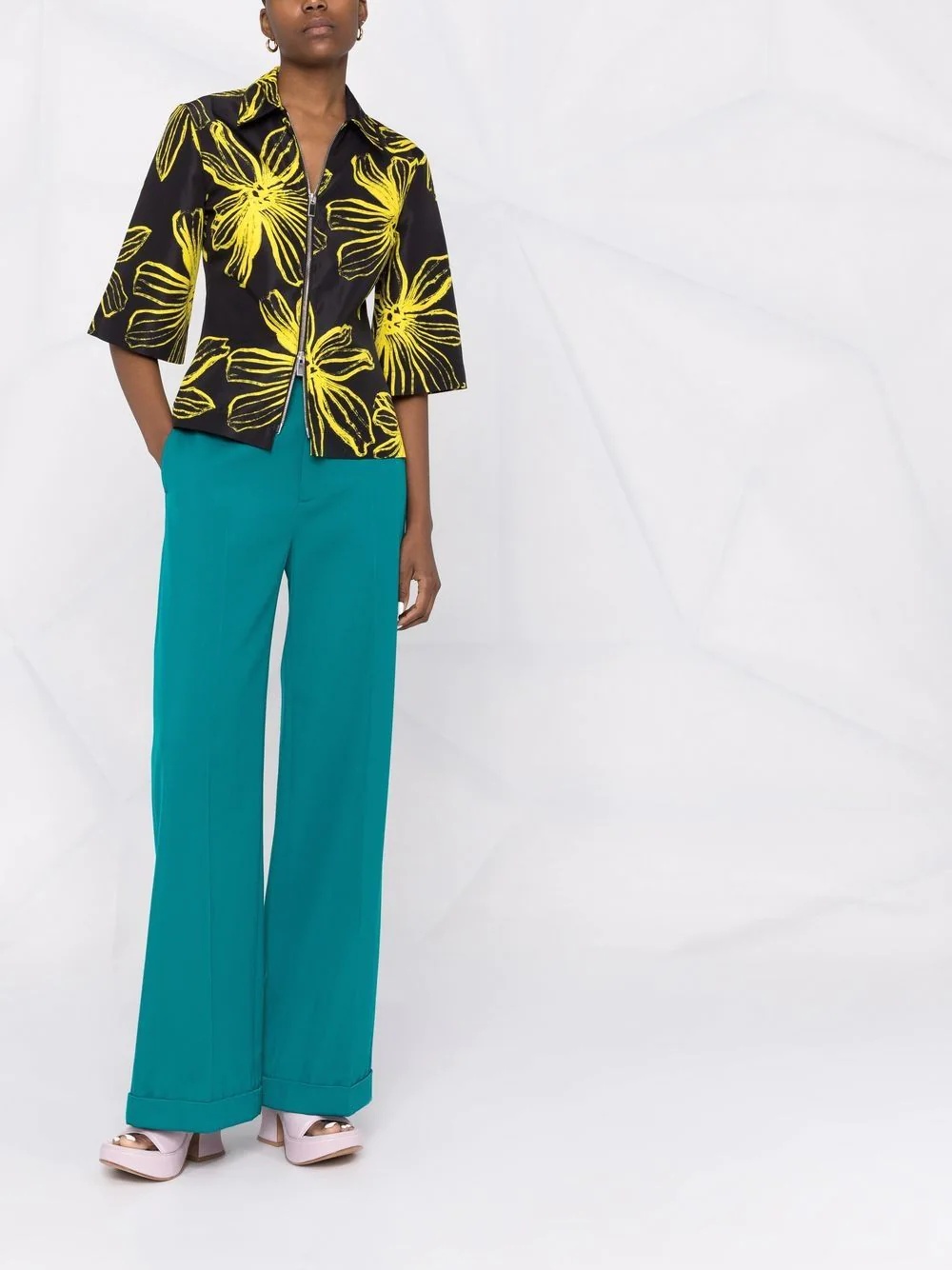 floral-print zip-up shirt - 2