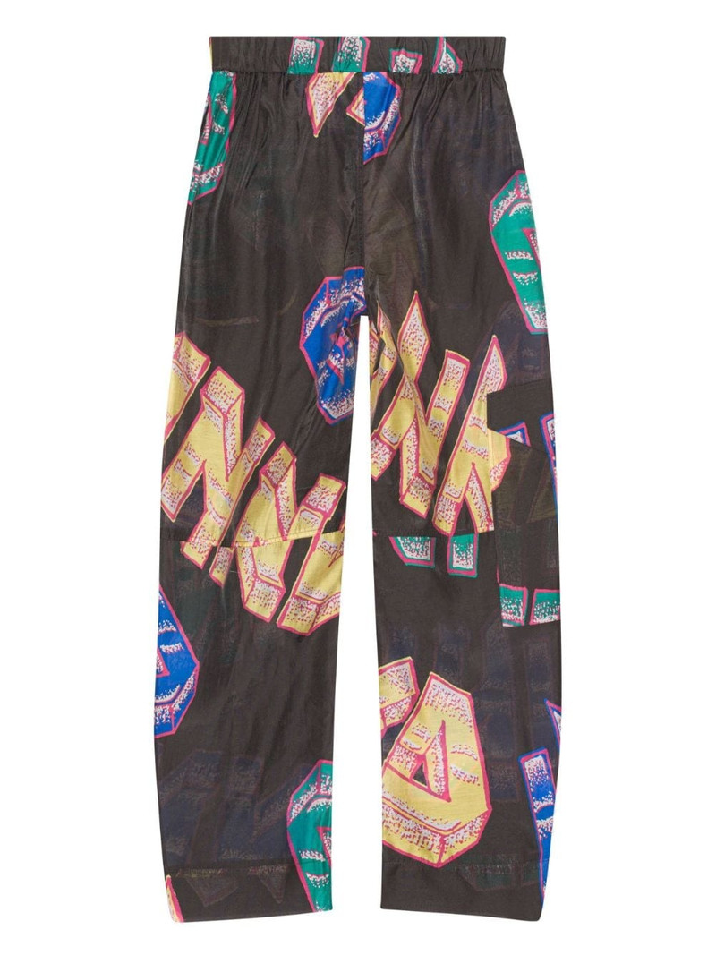 GANNI logo-print sheer curve trousers outlook