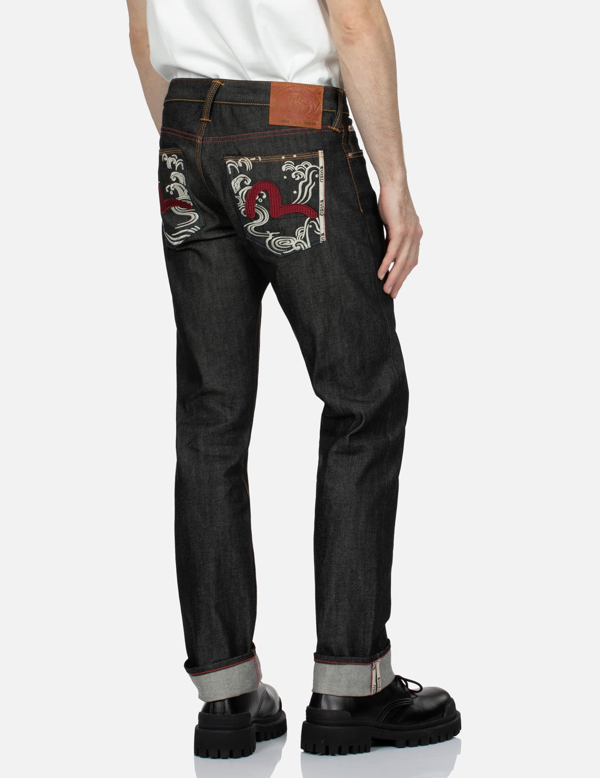 Seagull Textured Embroidery Slim Fit Jeans #2010 - 7