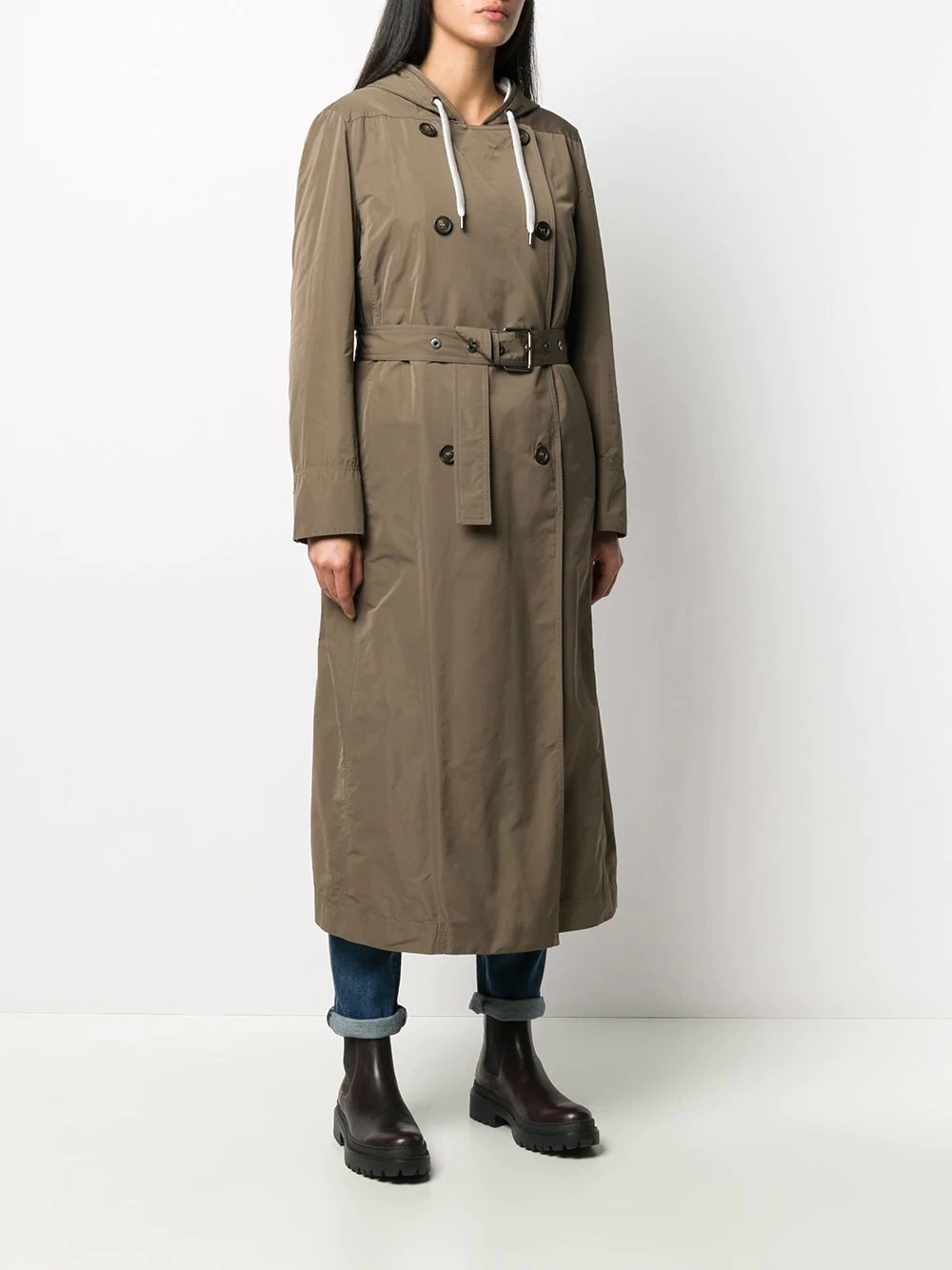 hooded belted trench coat - 3