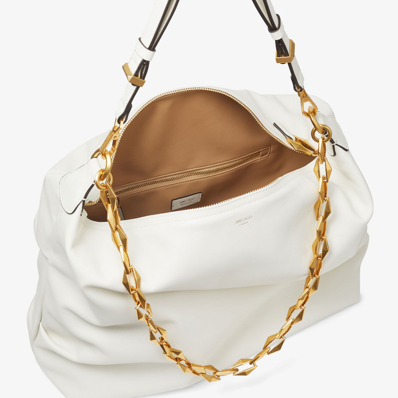 Diamond Soft Hobo M Latte Soft Calf Leather Hobo Bag with Chain Strap 6