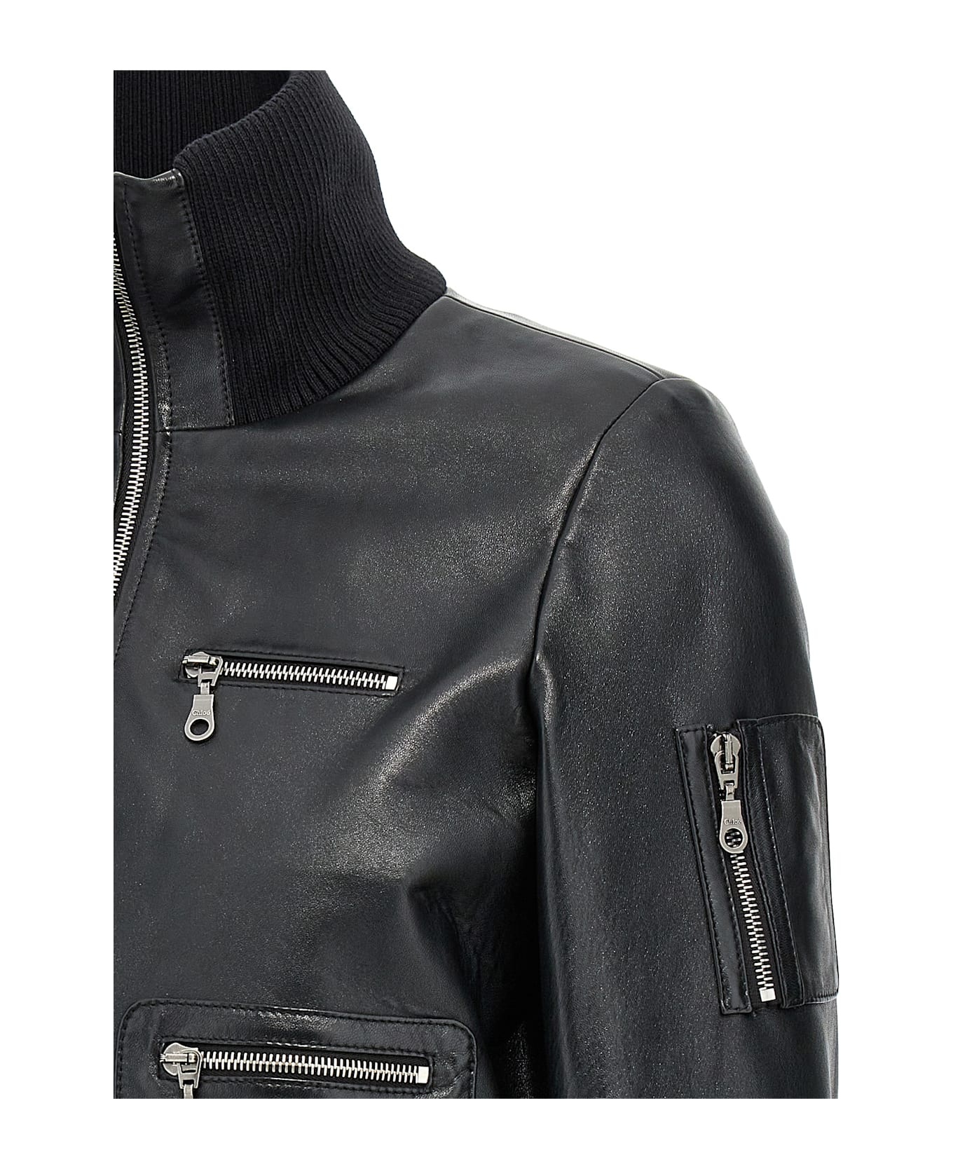 Leather Bomber Jacket - 4