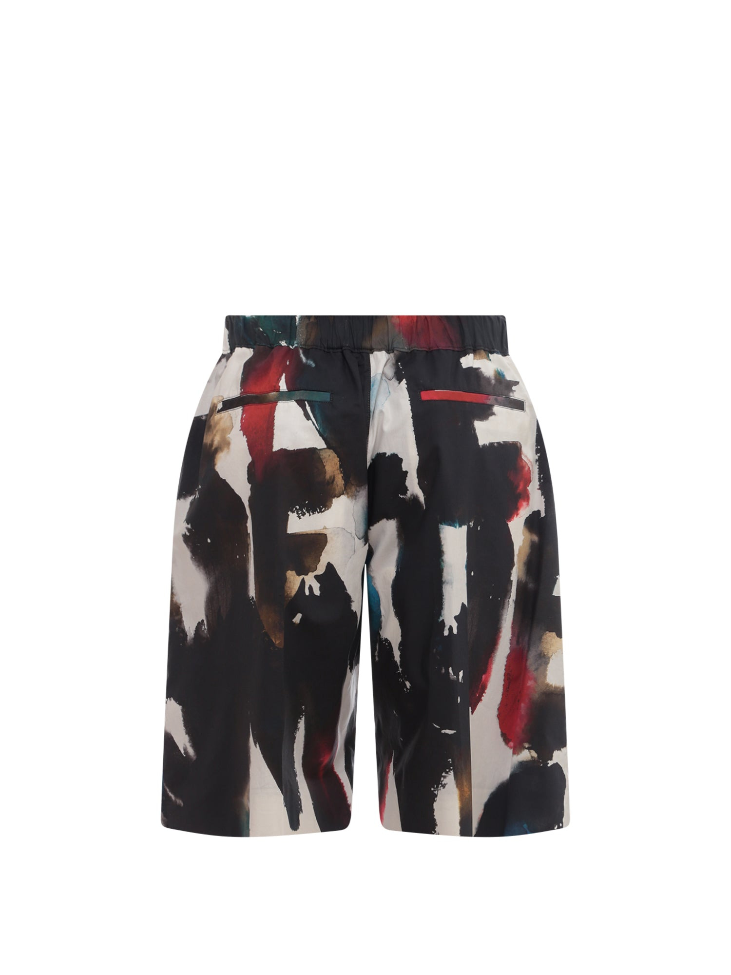 Cotton Bermuda Shorts With All-Over Graffiti Acquerello Print - 3
