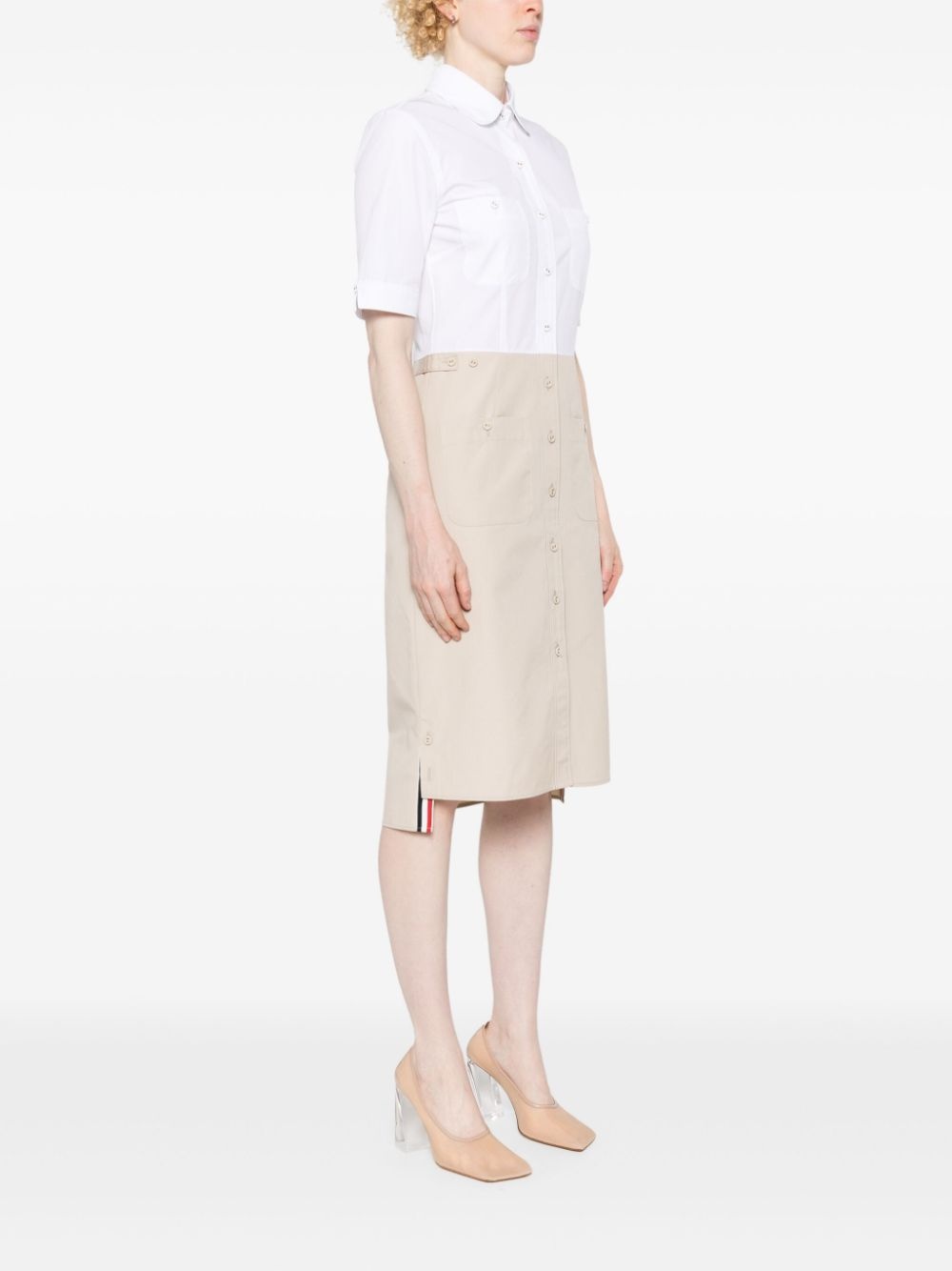 colour-block button-up shirtdress - 3