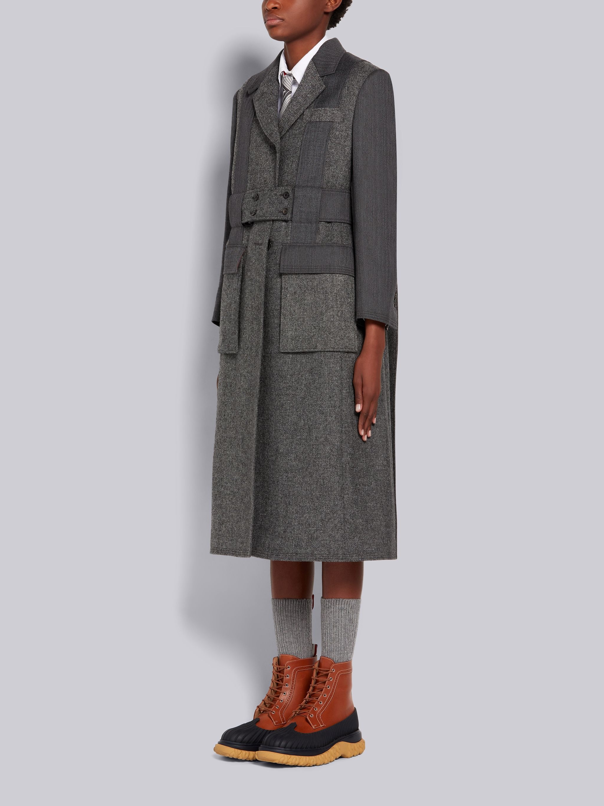 Silver Shetland Wool Open Pleat Back Norfolk Overcoat - 2