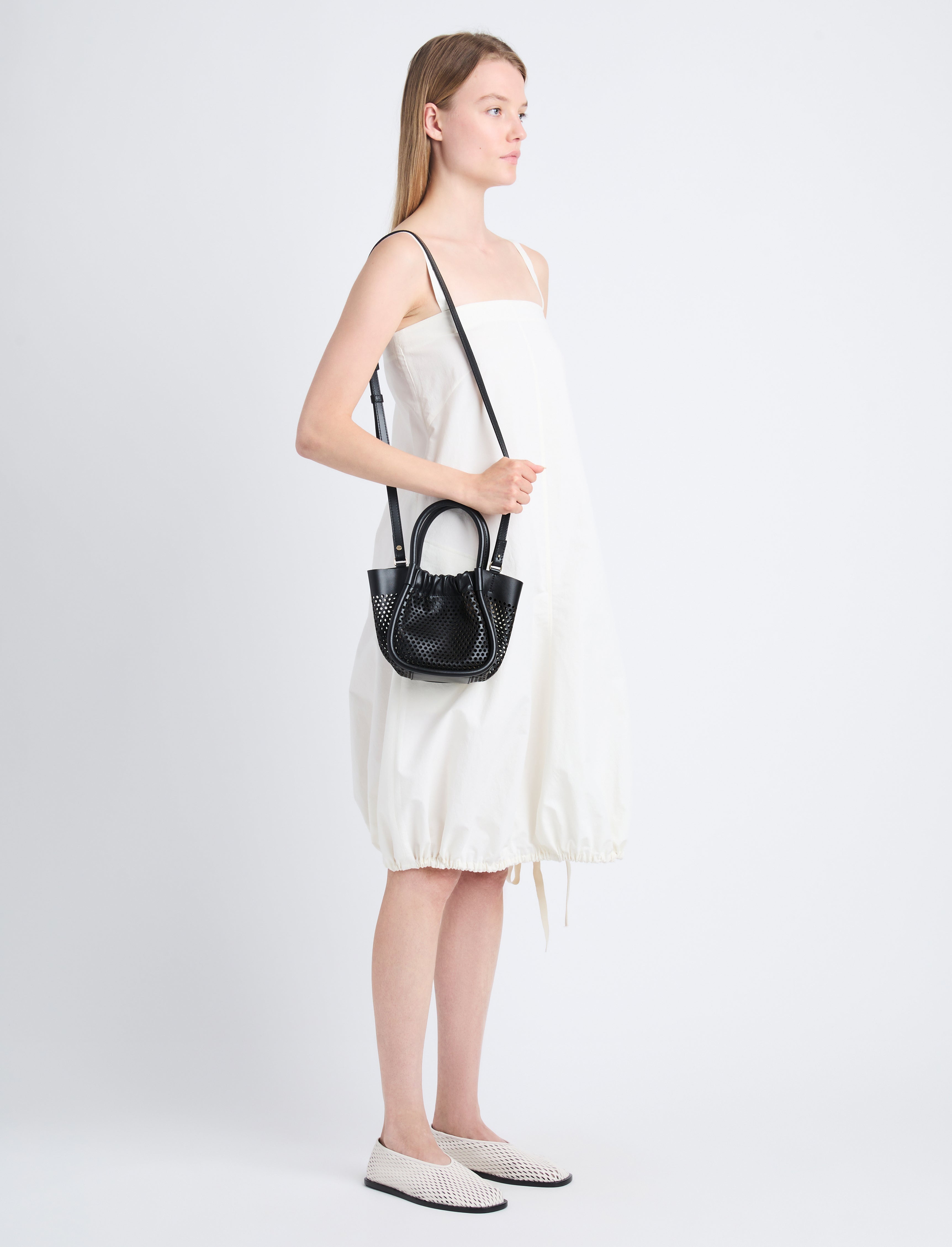 Extra Small Ruched Tote in Perforated Leather - 2