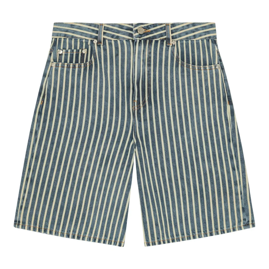 Light Stripe Denim Shorts - 1