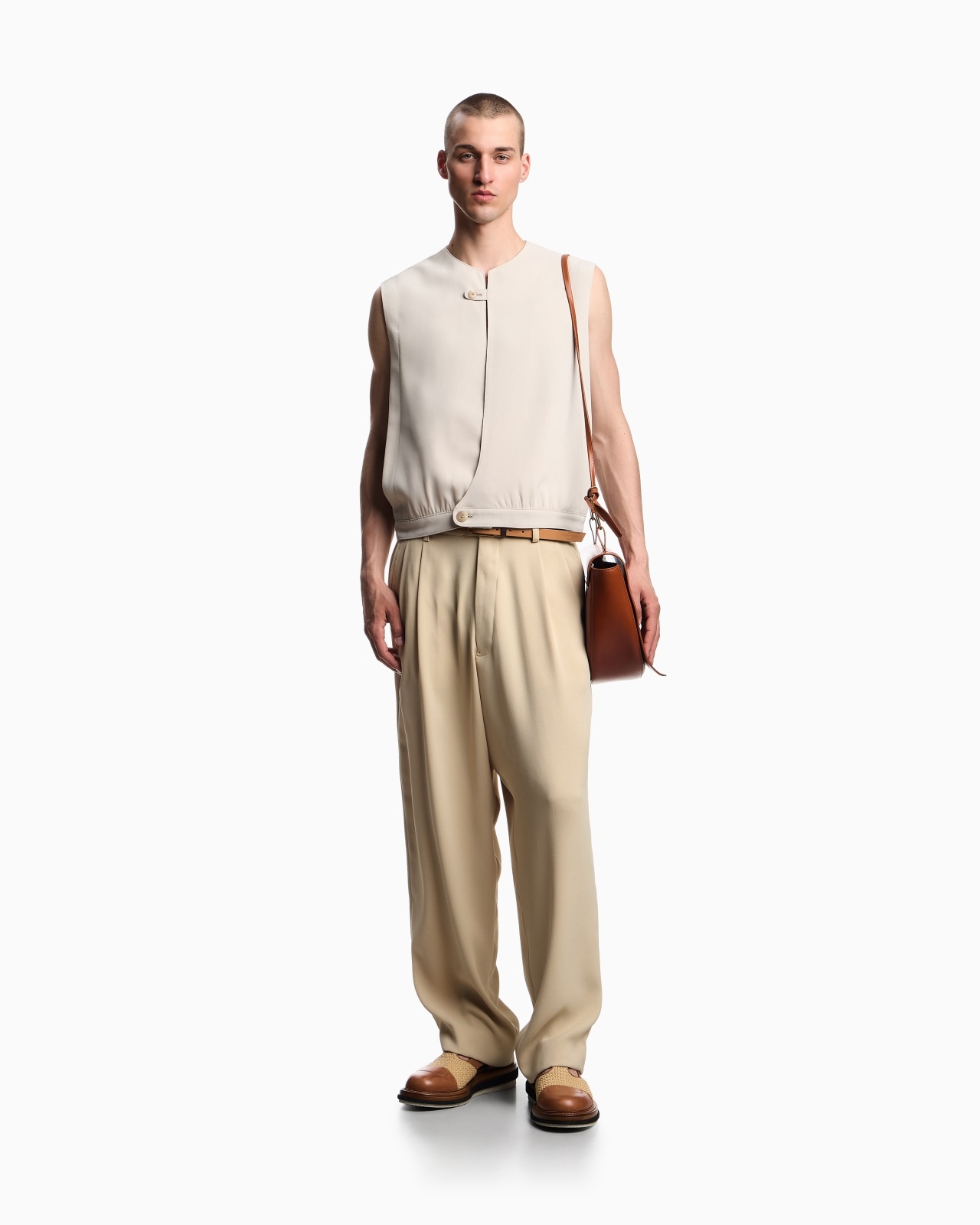 FLUID SANDBLASTED FABRIC TROUSERS WITH PLEATS - 2