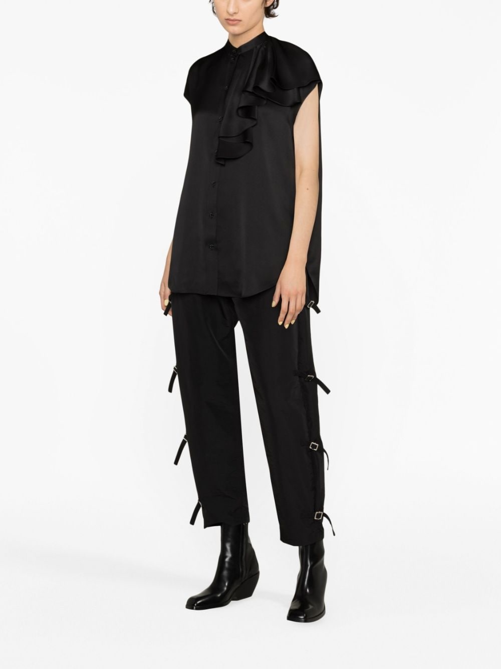 ruffle-trim silk shirt - 2
