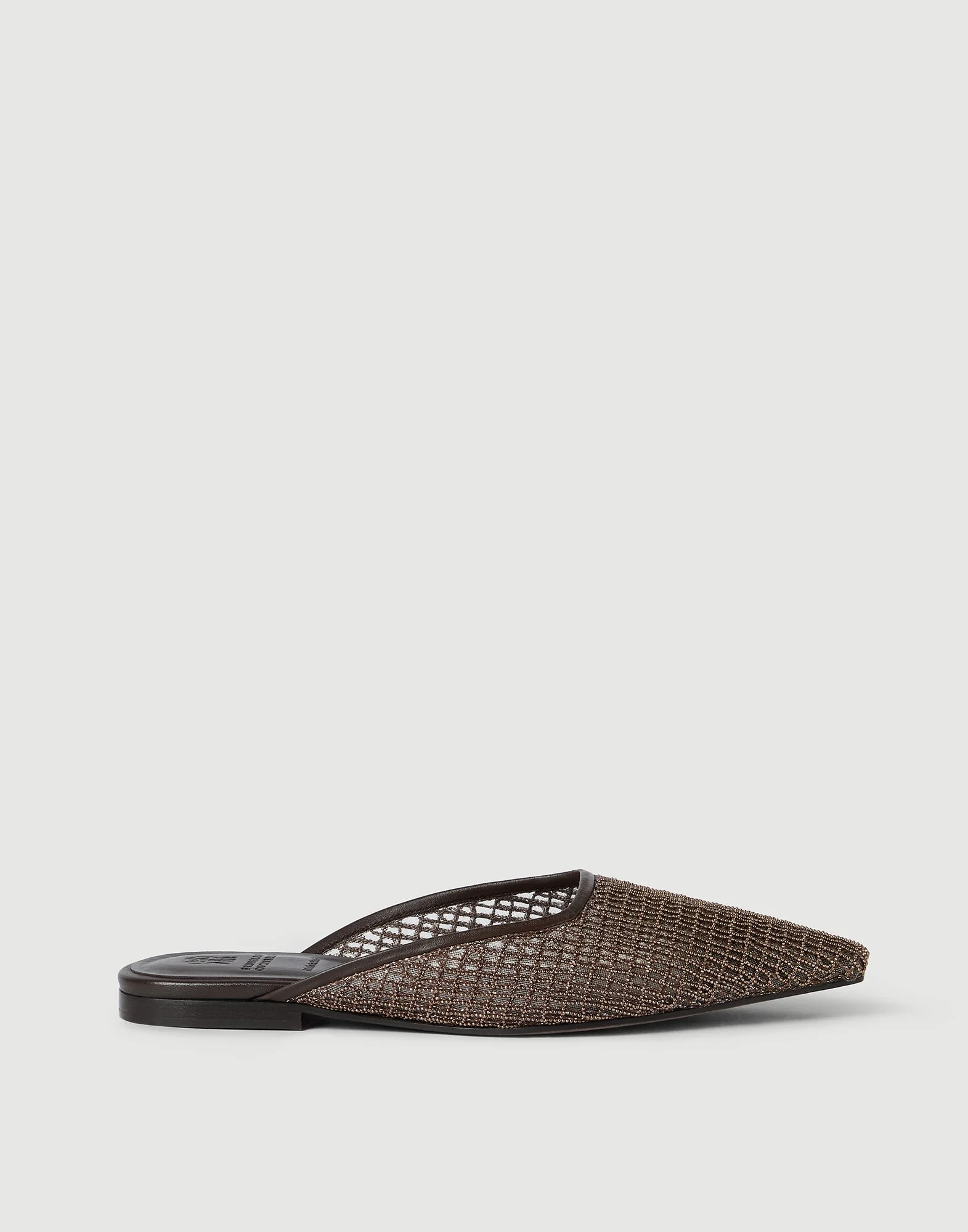 Precious net embroidery mules in suede - 1