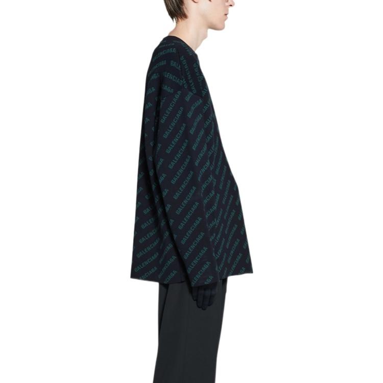Balenciaga Mini Allover Logo Sweater 'Dark Blue Green' 736247T32334301 - 4