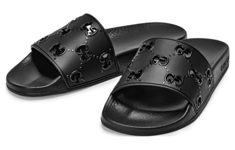 (WMNS) Gucci Rubber GG Slide 'Black' 573922-JDR00-1000 - 3