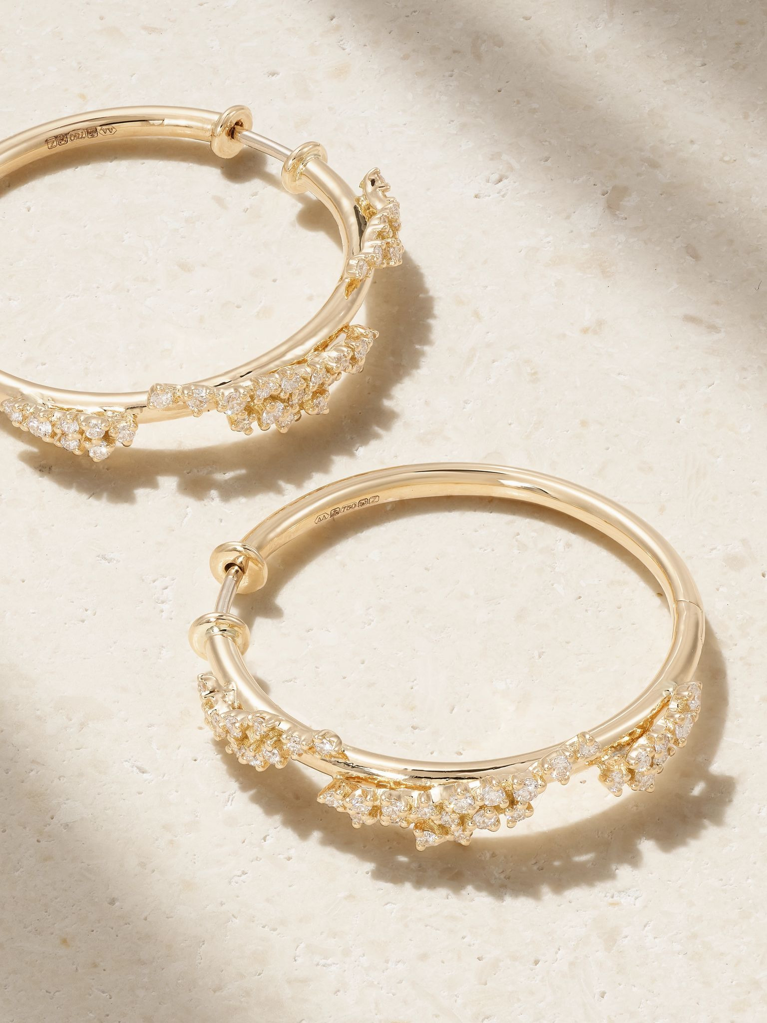 Scatter 18-karat gold diamond hoop earrings Gold - 3