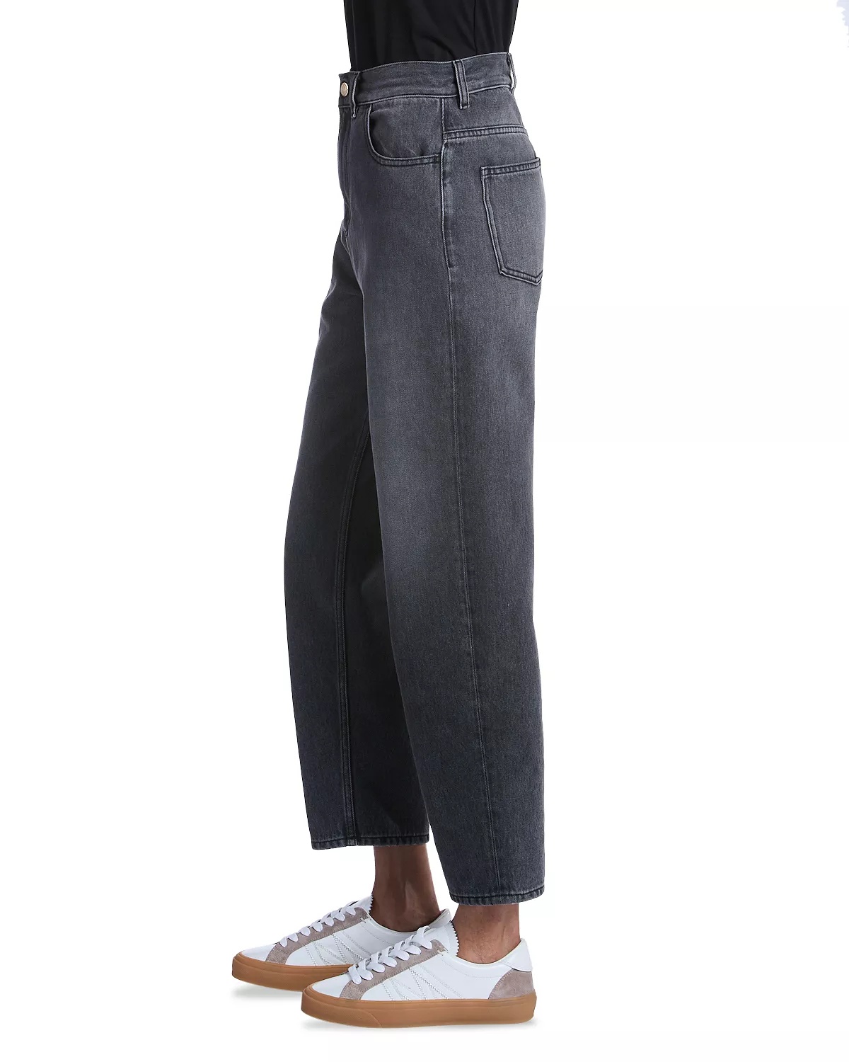 High Rise Cropped Tapered Jeans in Grey - 3
