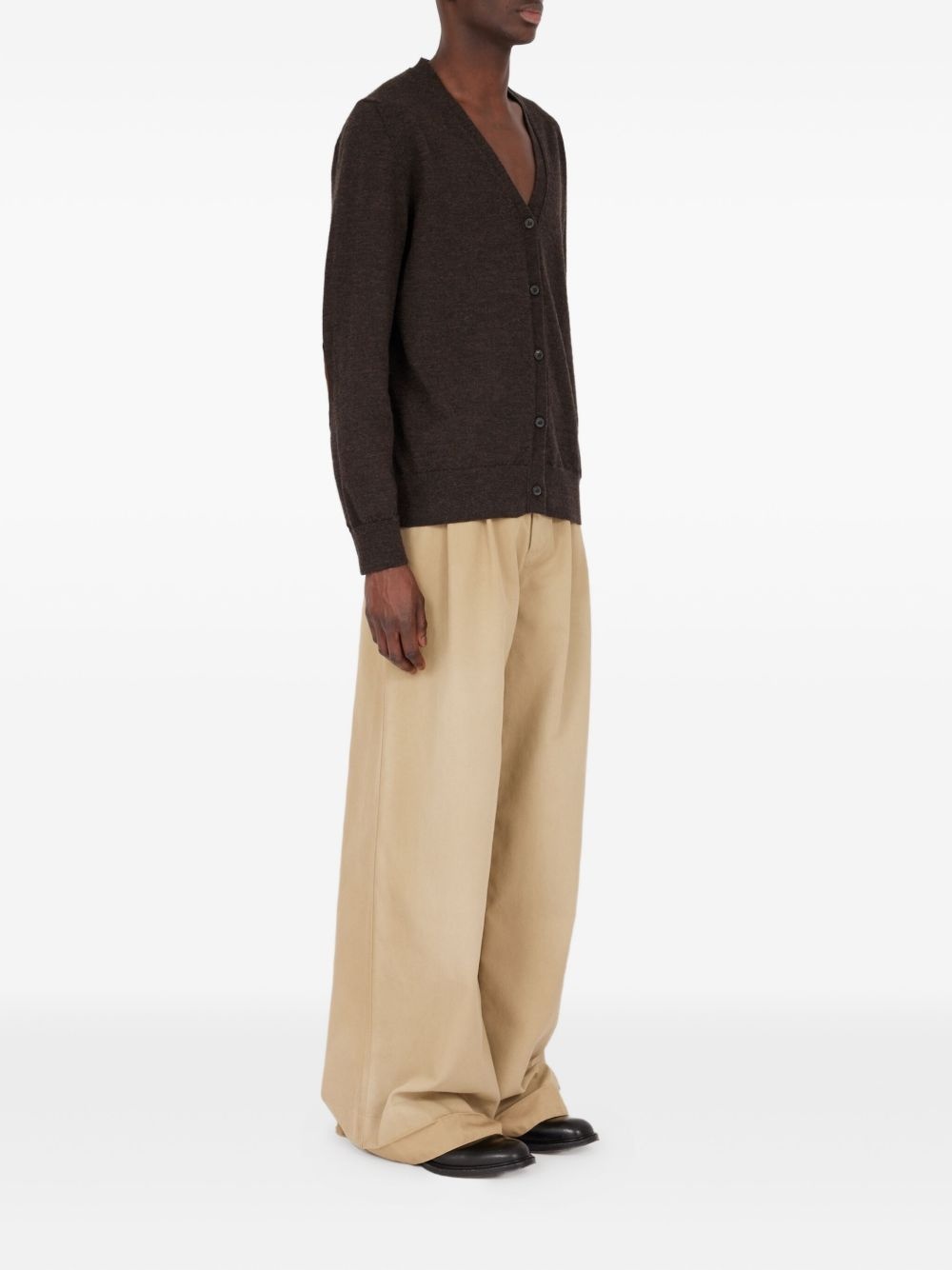 elbow-patch wool cardigan - 3