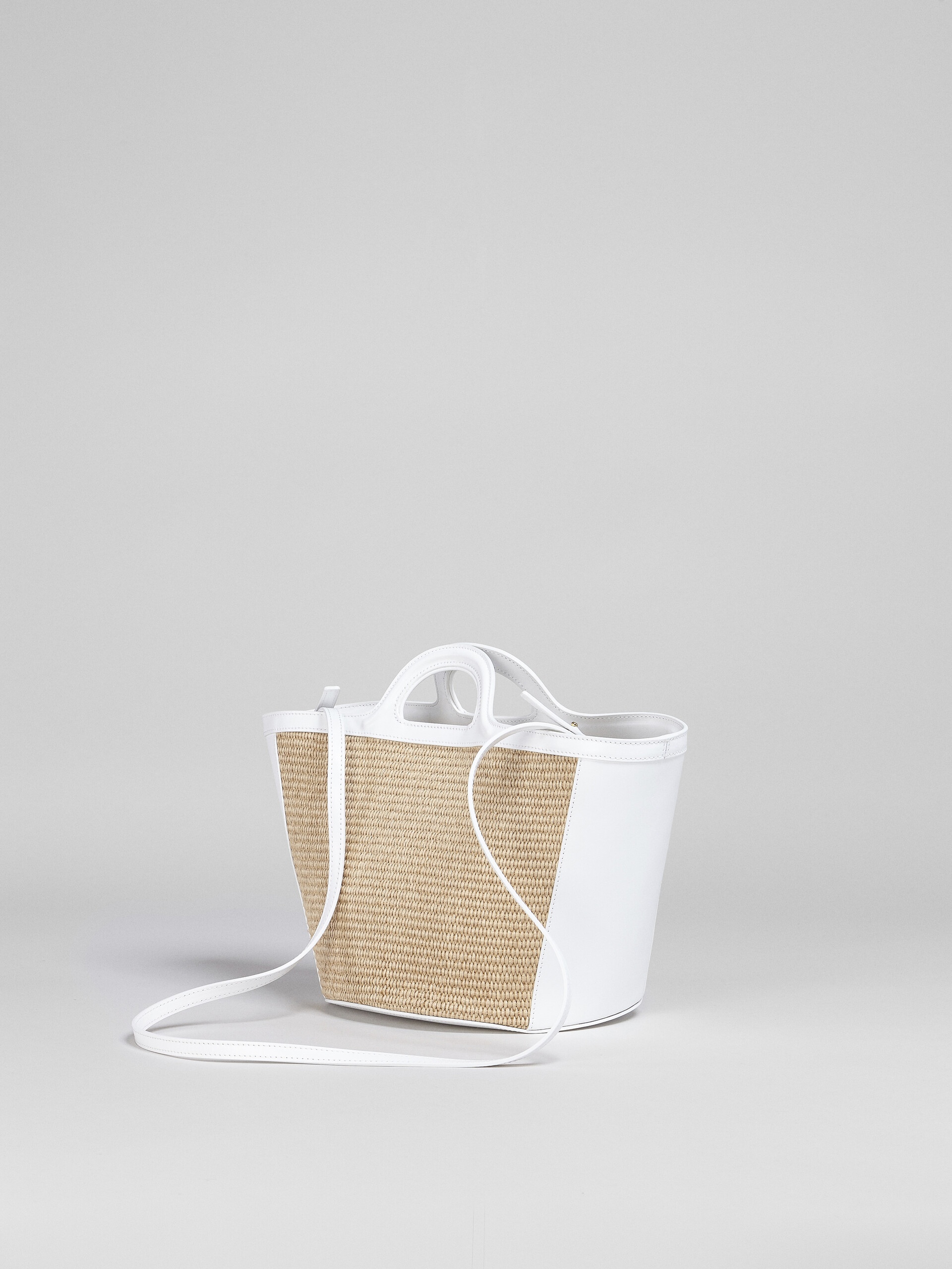 TROPICALIA SMALL BAG IN WHITE LEATHER AND RAFFIA - 3