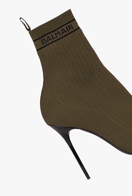 Khaki and black stretch knit Skye ankle boots - 6