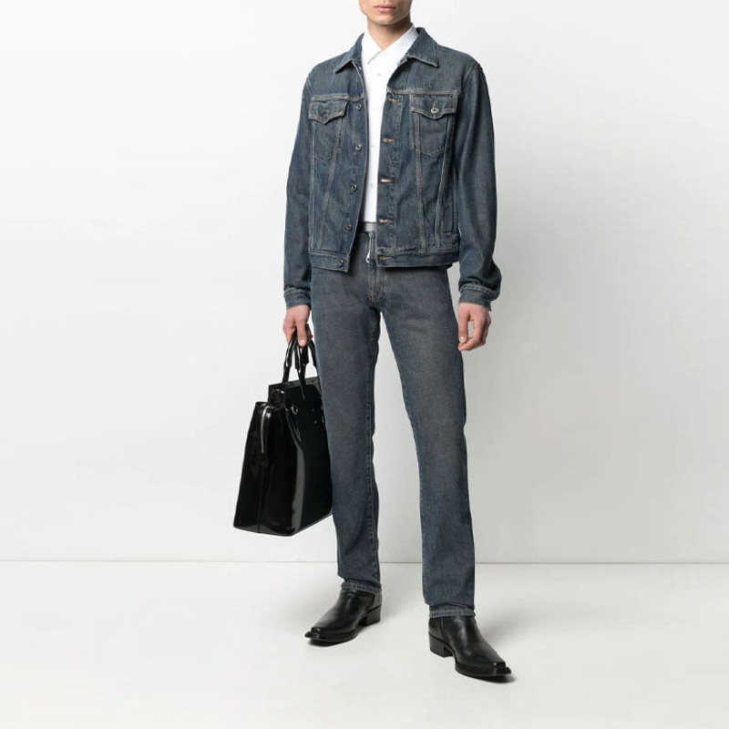 Off-White Off-White SS21 Logo Pattern Printing Denim Jacket Loose Fit Denim Blue OMYE054S21DEN0044701 outlook