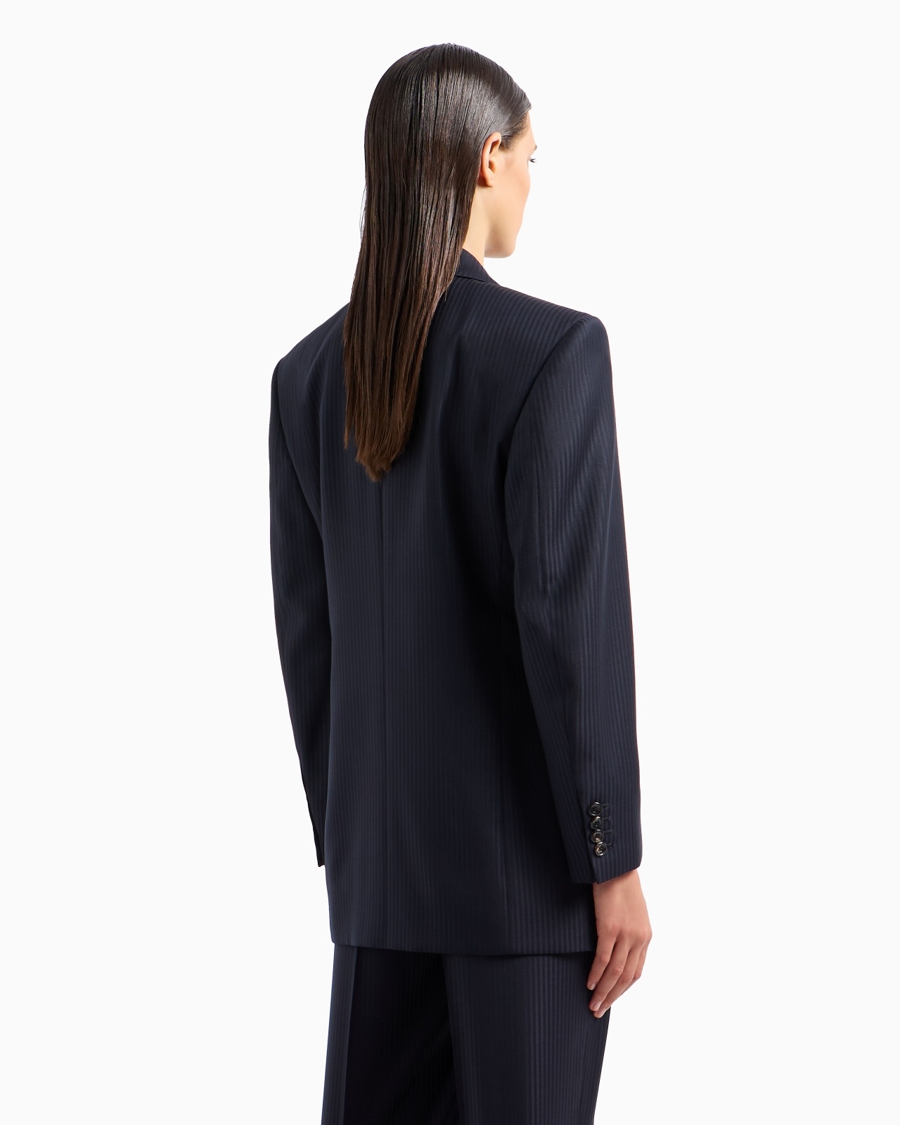 DOUBLE-BREASTED BLAZER IN WOOL SATIN WITH ALTERNATING STRIPES - 3
