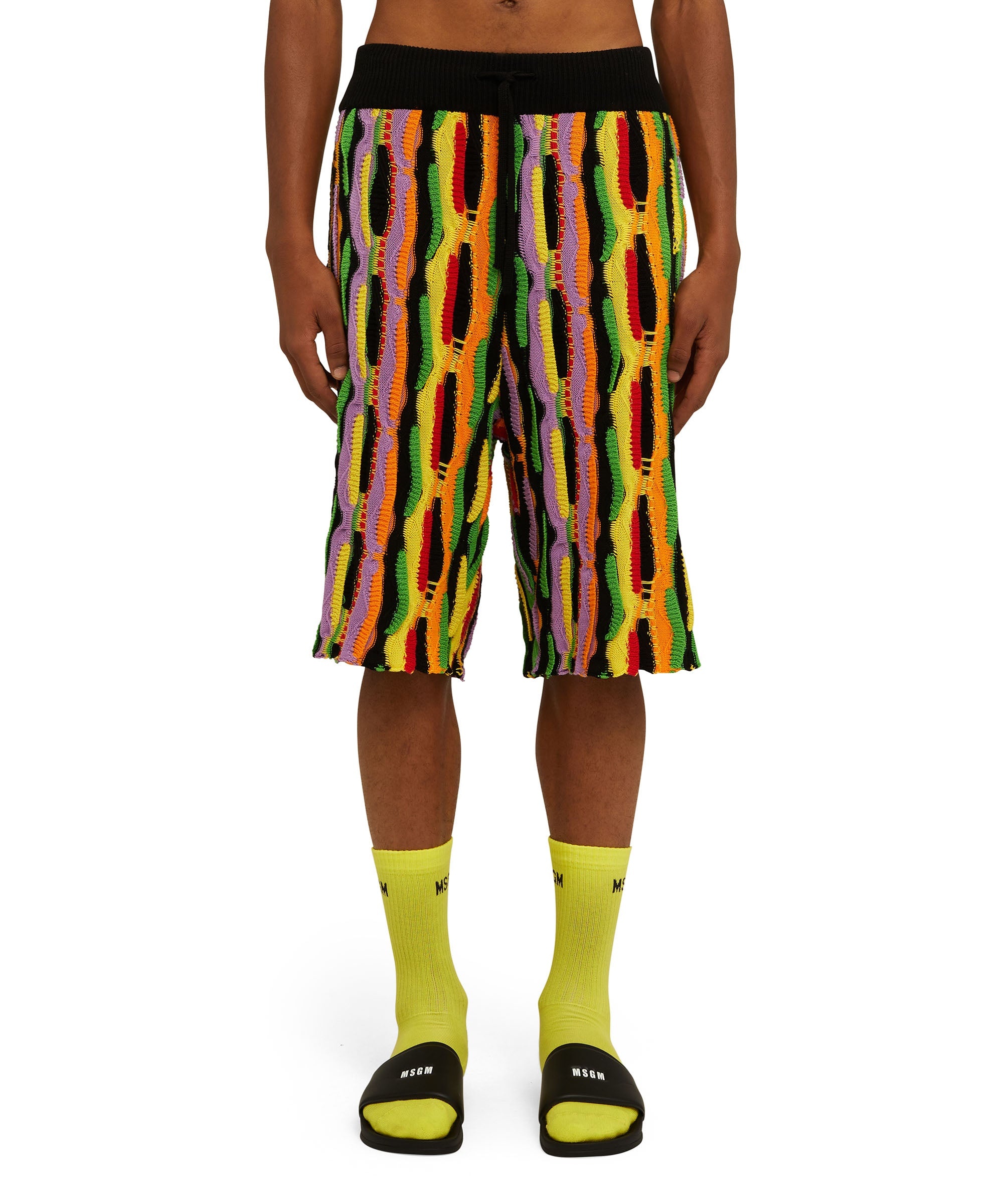 Knit cotton Bermuda shorts with multicolor ruffles - 2