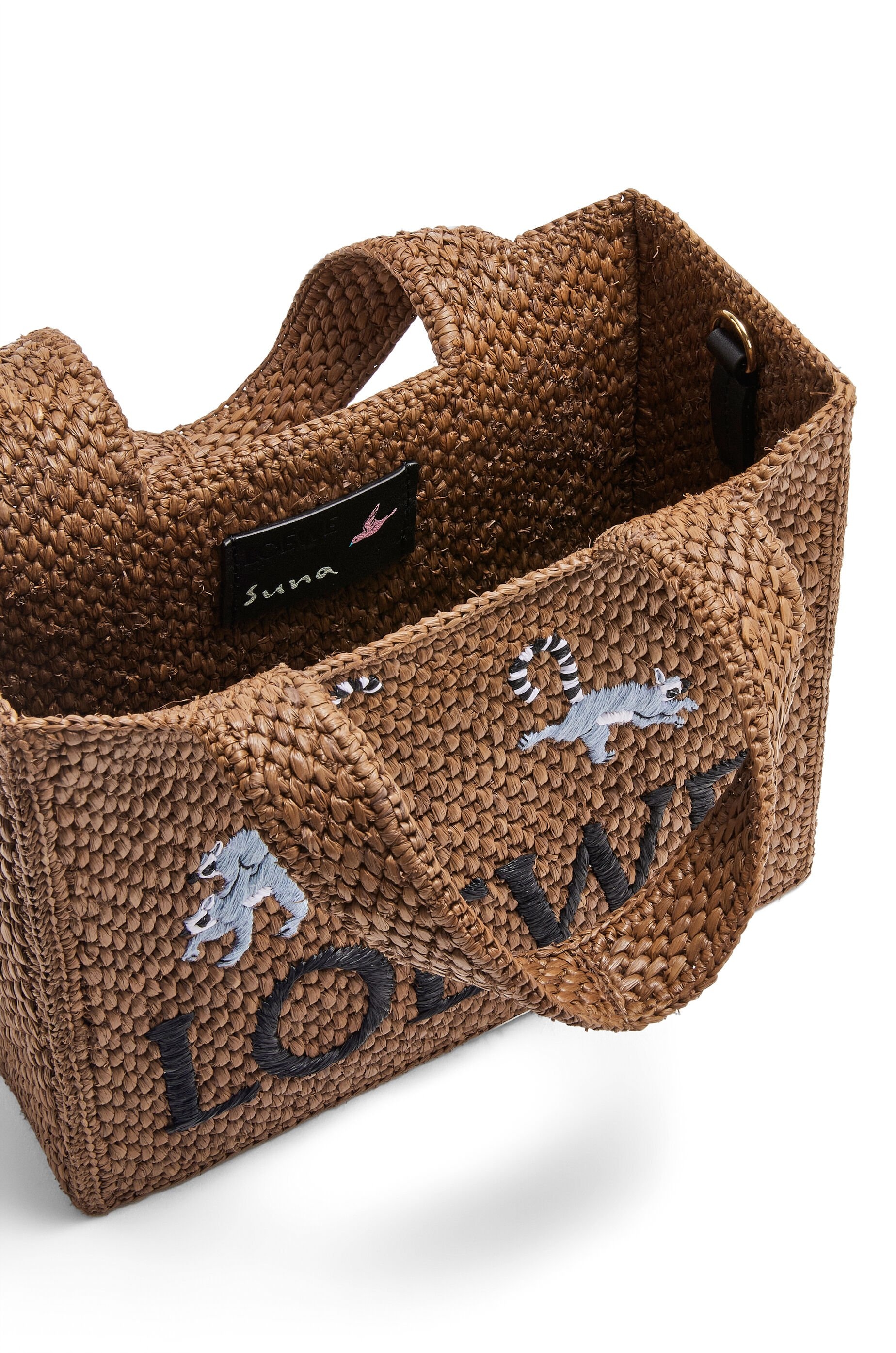Lemur small Font Tote in raffia - 6