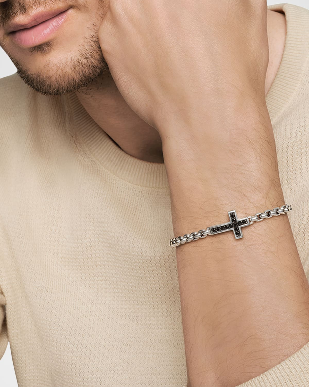 Men's Streamline Cross Bracelet in Silver, 5mm - 2