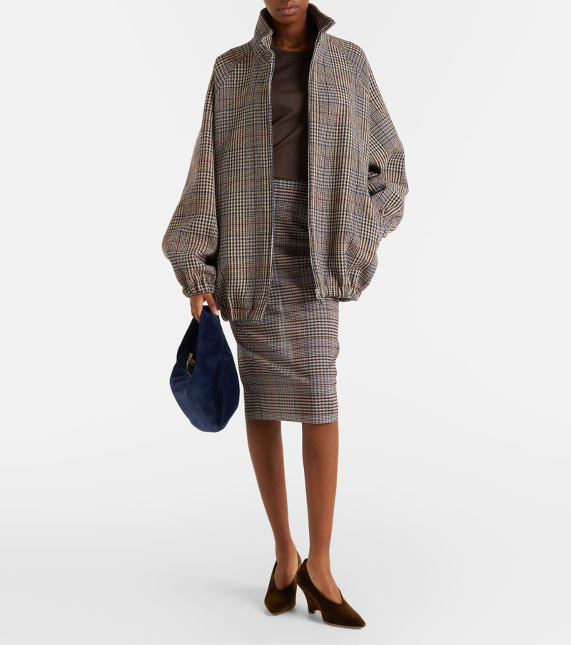 The Frankie Shop Aurora plaid sheer mesh midi skirt outlook