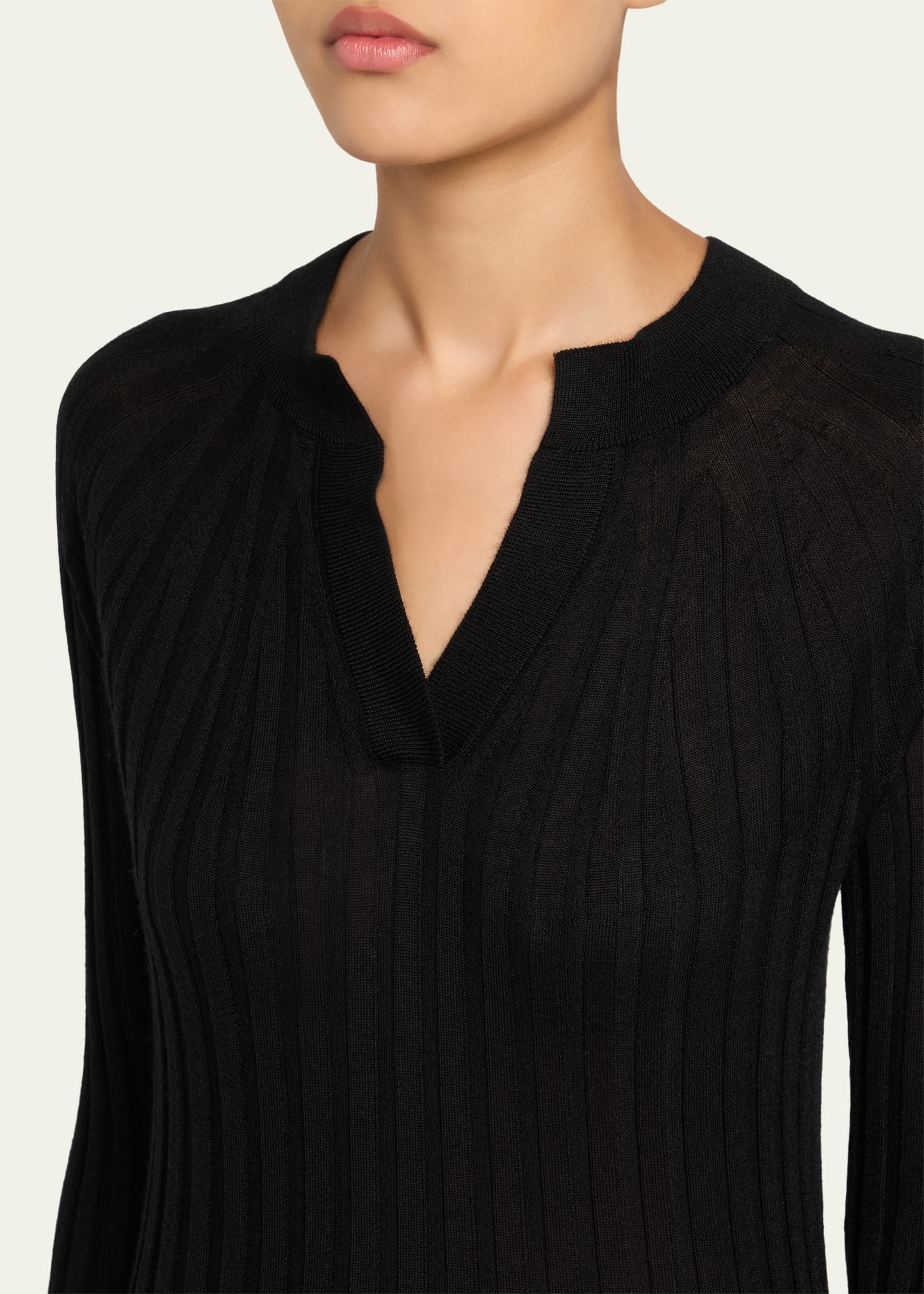 Cashmere-Silk Rib Knit Sweater - 5