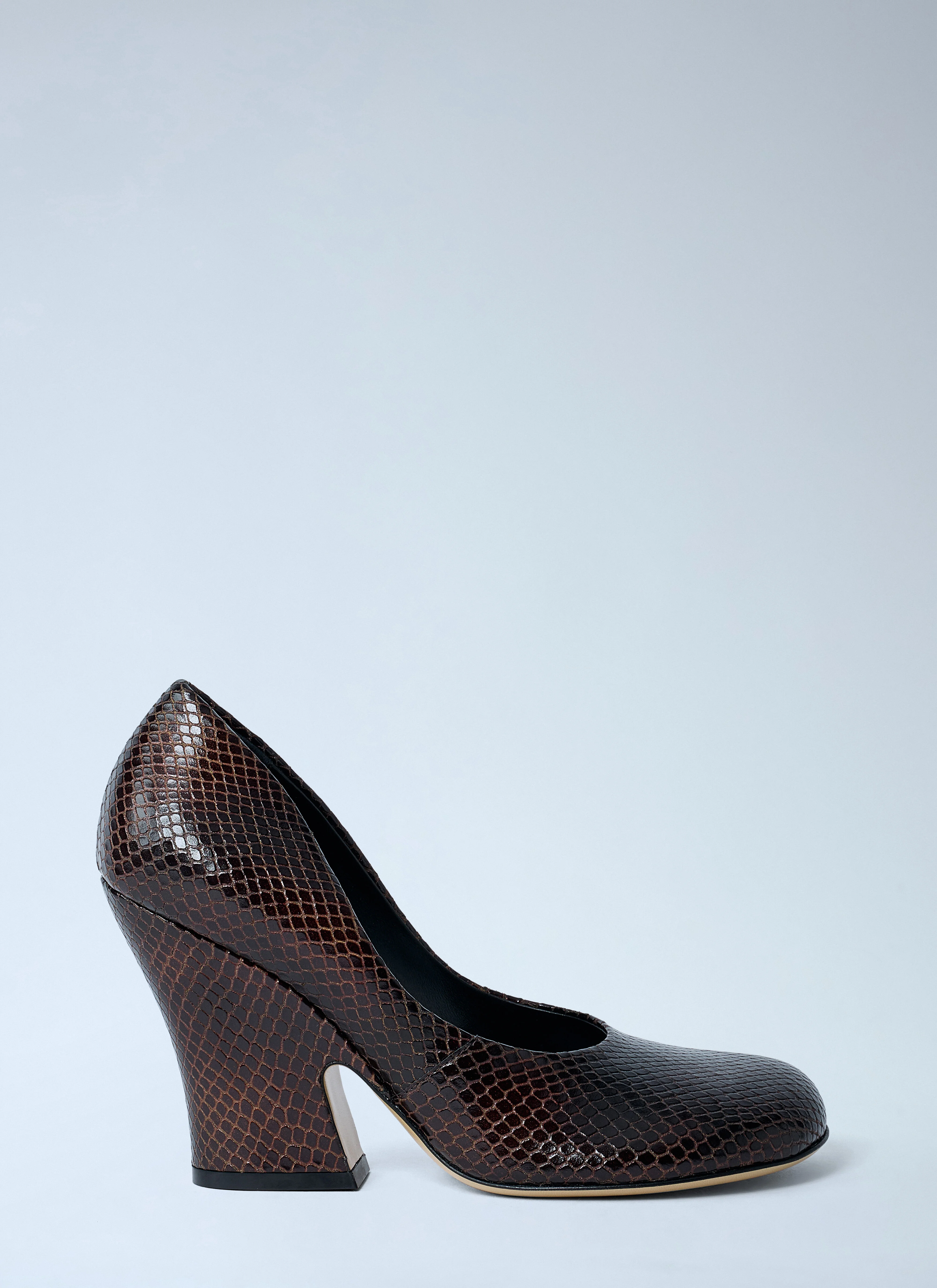 Python-Embossed Leather Wedge Pumps - 1