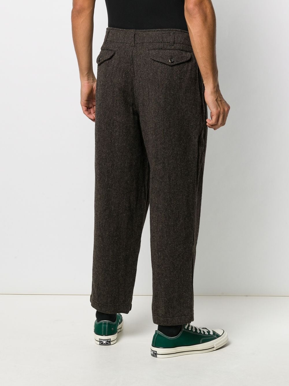 chevron loose-fit wool trousers - 4