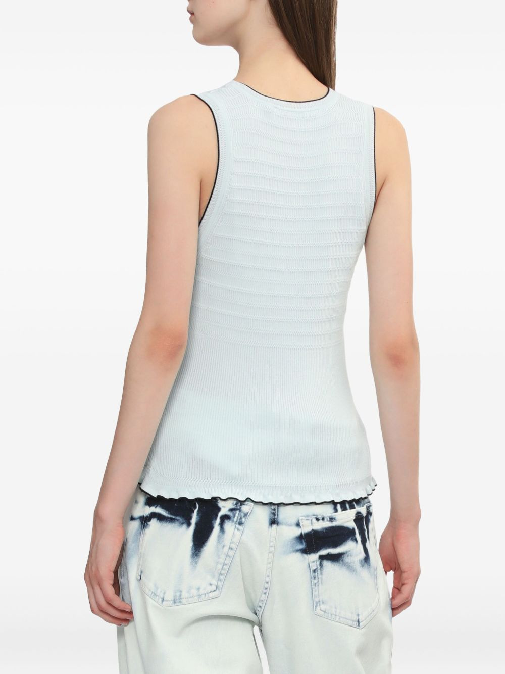 ribbed-knit scalloped-hem top - 4