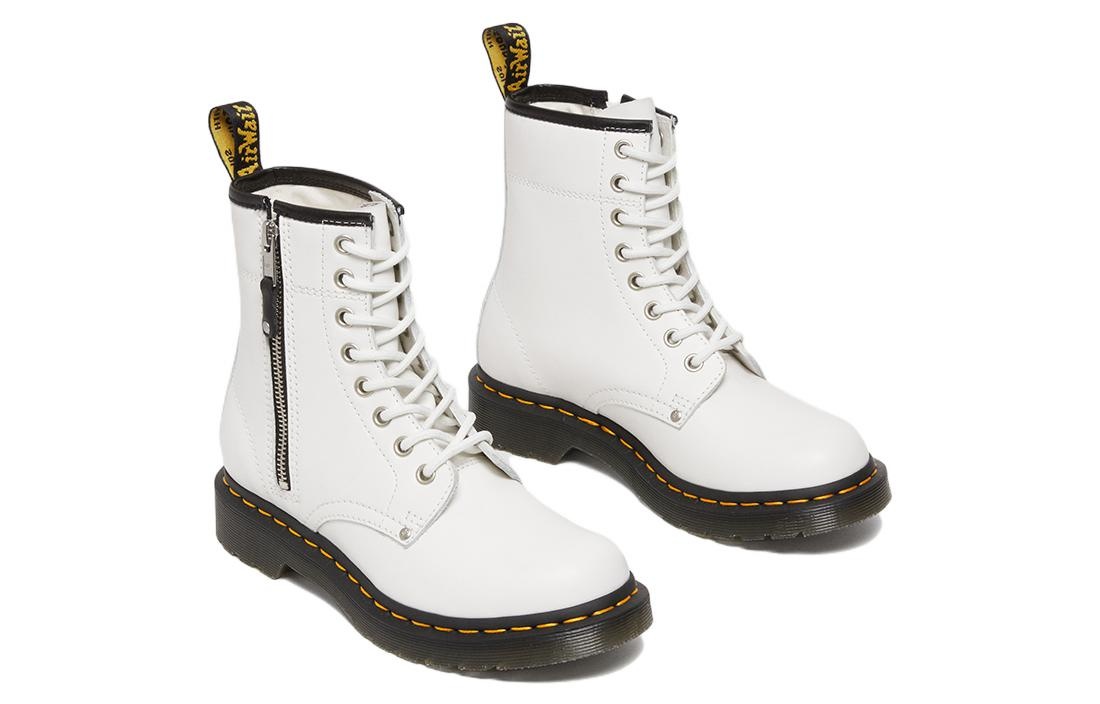 (WMNS) Dr. Martens 1460 Double Zip Leather Lace Up Boots 'White' 27624100 - 3