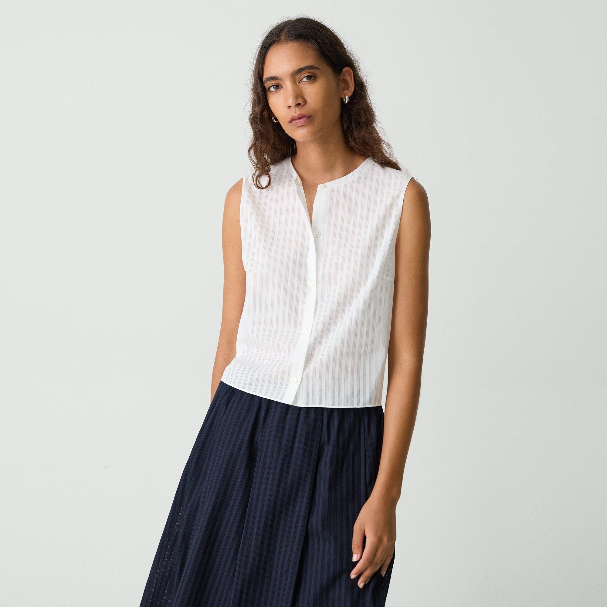 Button-Up Shell Top in Linear Cotton - 2