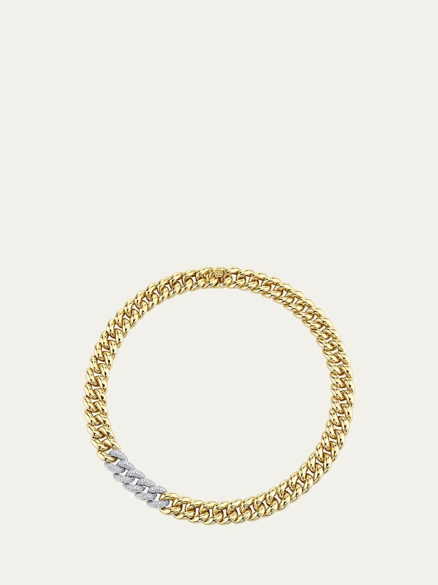 14k Two-Tone Diamond Curb Chain Necklace - 1