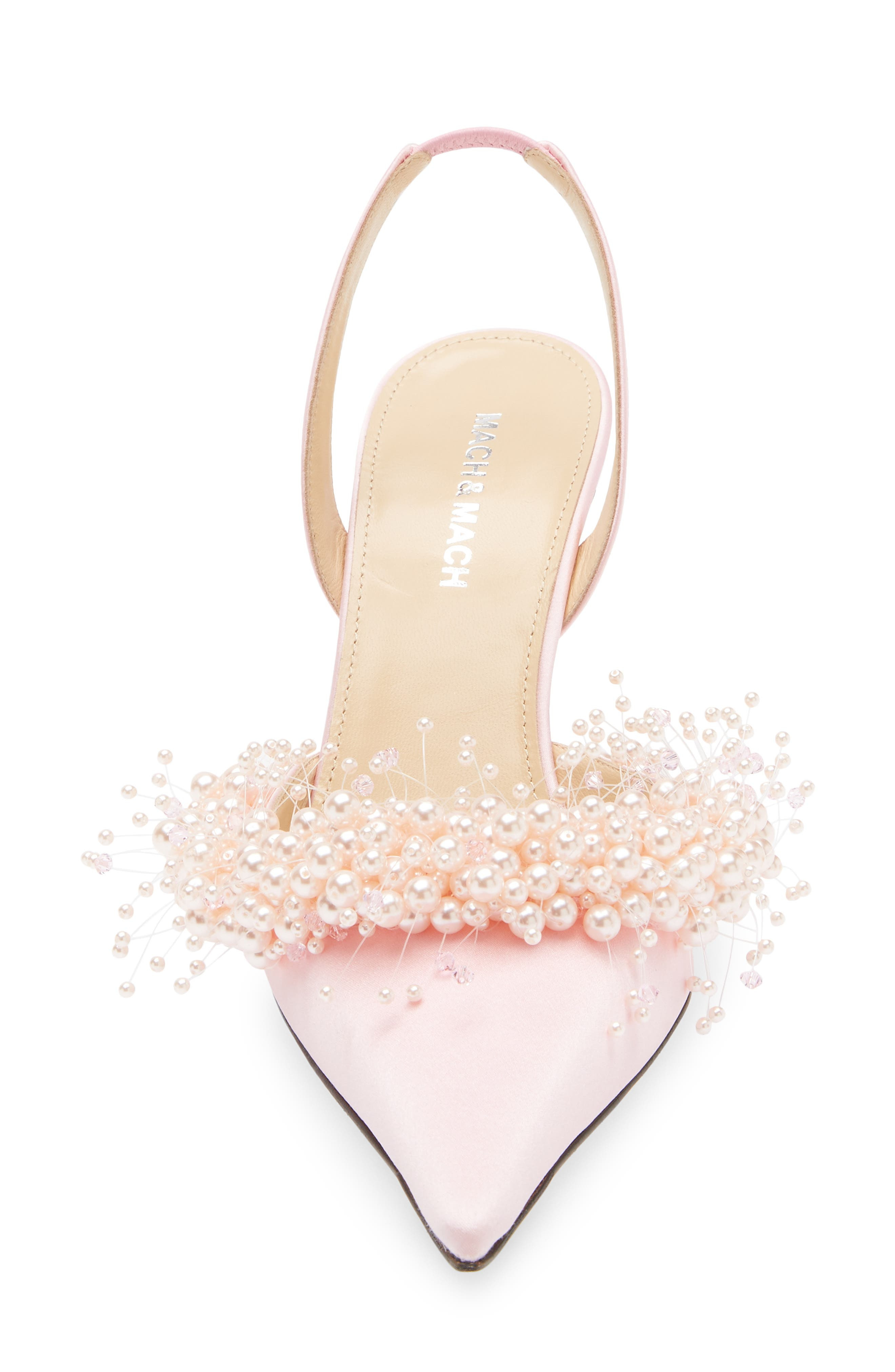Mach & Mach Floating Faux Pearl Slingback Pump in Pink at Nordstrom - 4