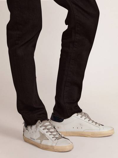 Golden Goose Men's Super-Star with suede star and blue heel tab outlook