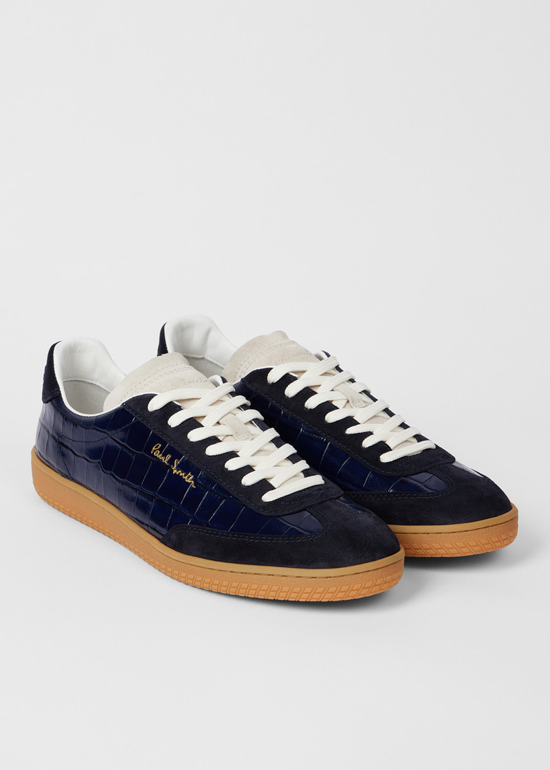 Navy Croc-Emboss 'Como' Trainers 4