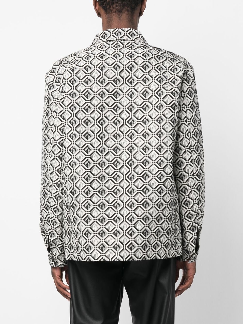 jacquard diamond-pattern long-sleeve shirt - 4